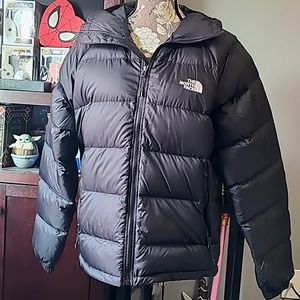 Hooded North Face puffer coat